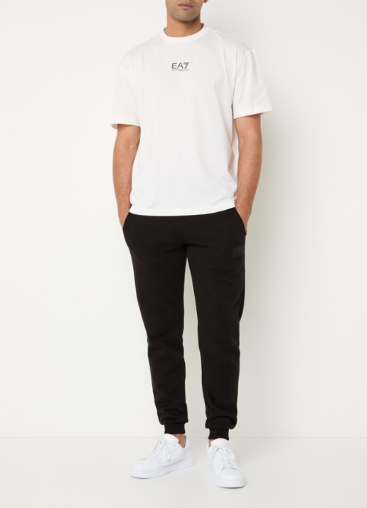 Armani Slim fit joggingbroek met logo en steekzakken - voorkant 2 zwart