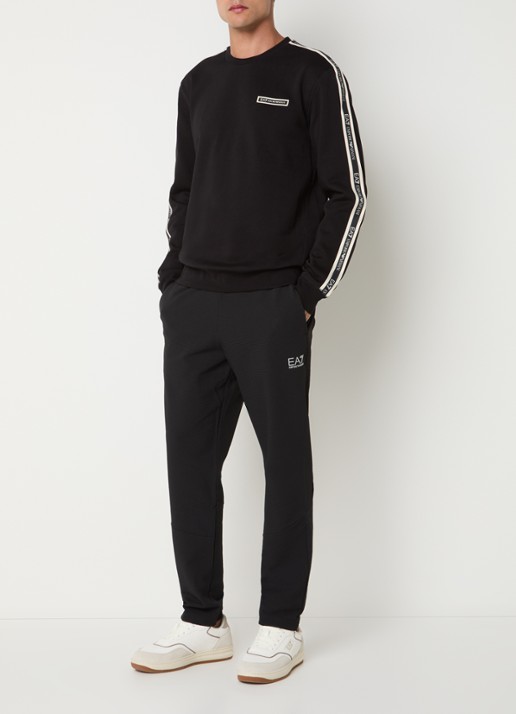 Armani Slim fit joggingbroek met logo en steekzakken - voorkant 5 zwart