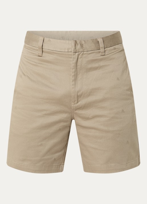 Armani Slim fit korte broek met steekzakken - voorkant khaki