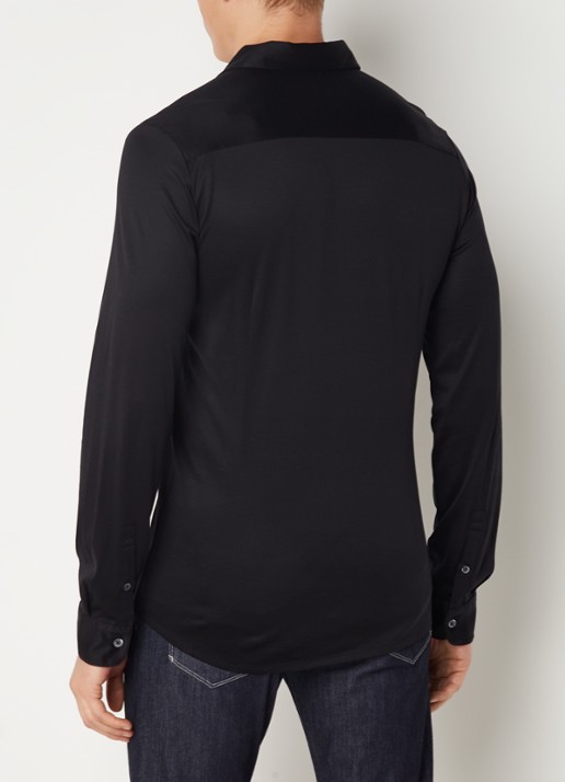 Armani Slim fit overhemd in lyocellblend - achterkant 4 zwart