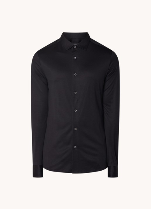 Armani Slim fit overhemd in lyocellblend - voorkant zwart