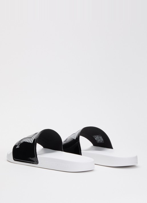 Armani Slipper met lakfinish en logo - achterkant 2 zwart