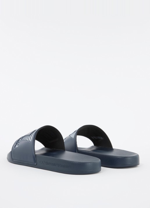 Armani Slipper met logo - achterkant donkerblauw