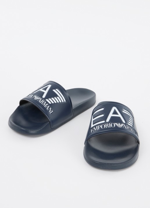 Armani Slipper met logo - detail 3 donkerblauw