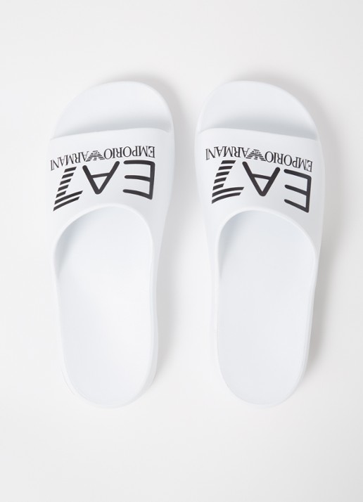 Armani Slipper met logoprint - detail 4 wit