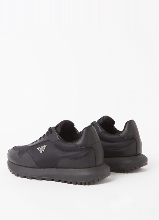 Armani Sneaker met kalfsleren details en logo - detail 2 zwart