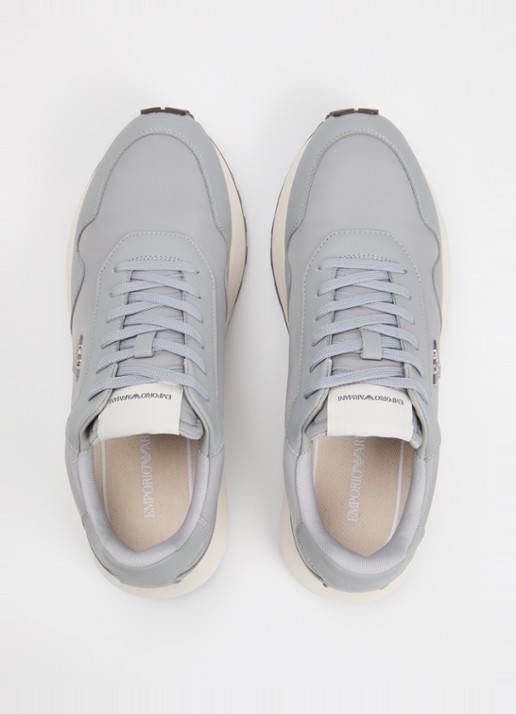 Armani Sneaker met leren details - detail 3 lichtgrijs