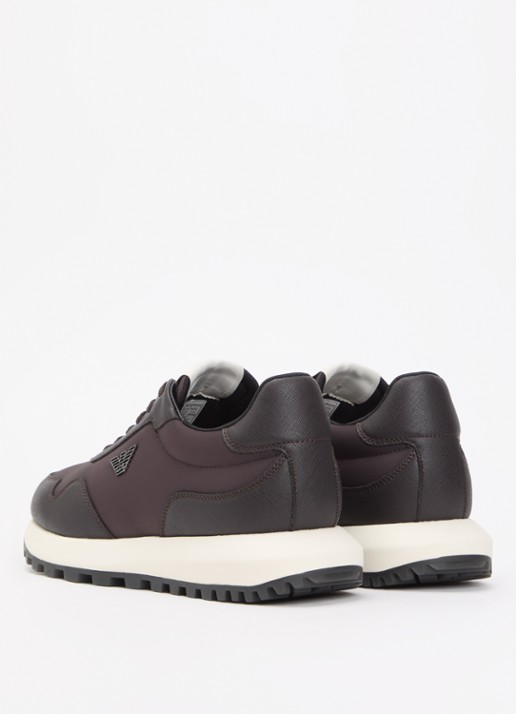 Armani Sneaker met leren details - achterkant 4 donkerbruin