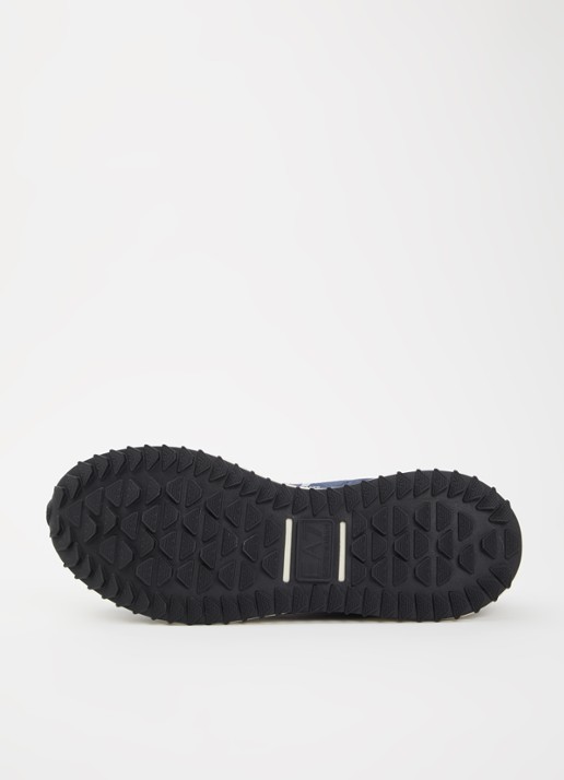 Armani Sneaker met logo en suède details - detail 3 donkerblauw