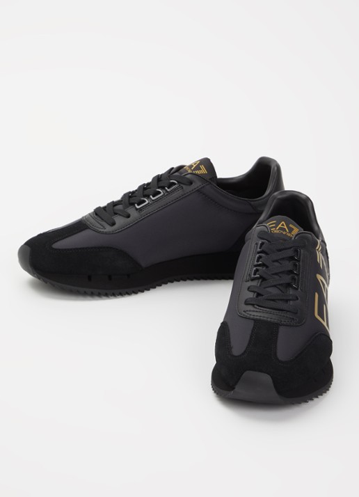 Armani Sneaker met logo en suède details - detail 3 zwart