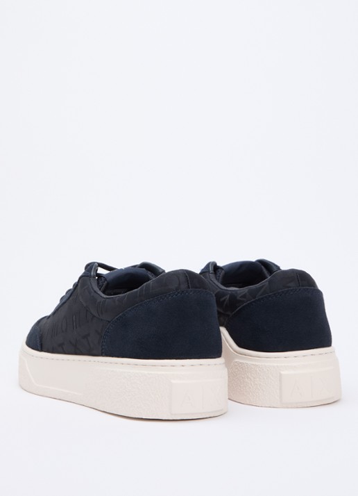 Armani Sneaker met logoprint en details van suède - achterkant 2 donkerblauw