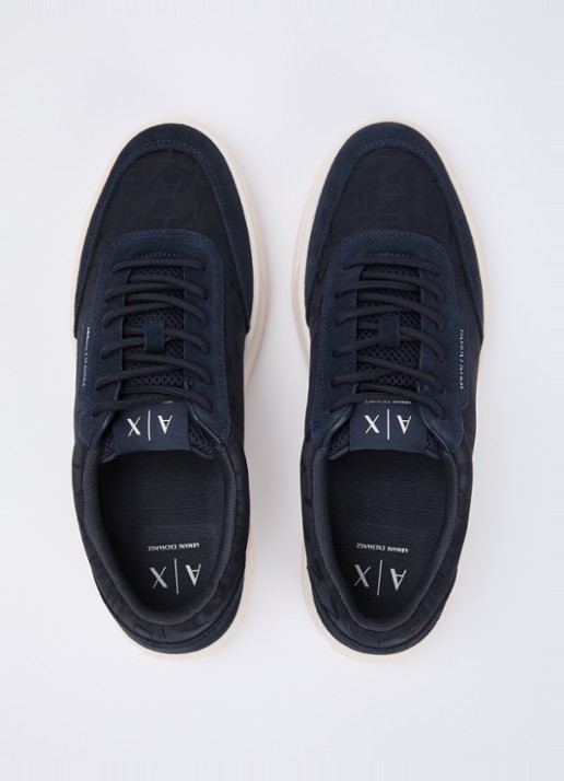 Armani Sneaker met logoprint en details van suède - detail 4 donkerblauw
