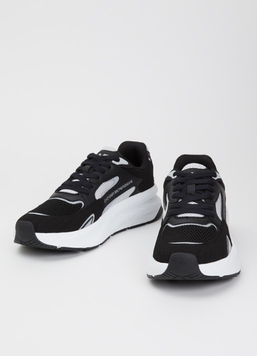 Armani Sneaker met mesh details en logo - detail zwart