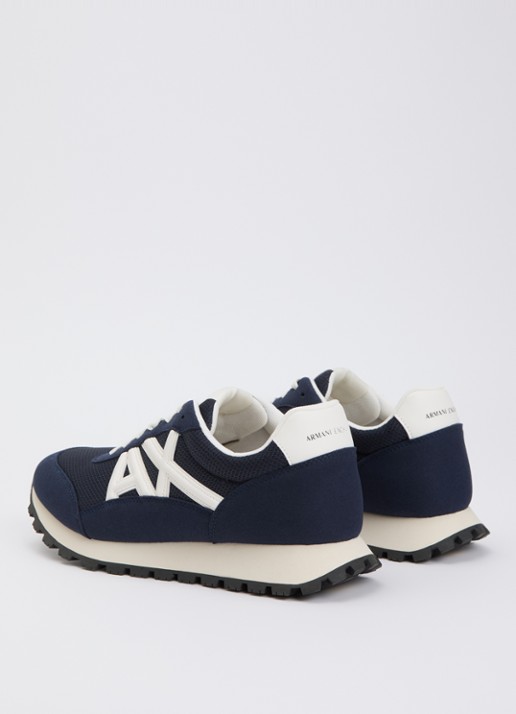 Armani Sneaker met mesh details en logo - achterkant donkerblauw
