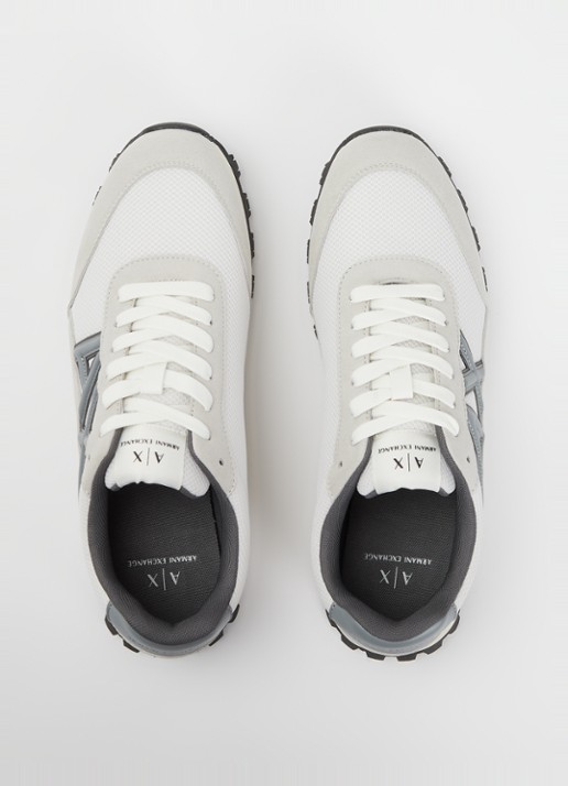 Armani Sneaker met mesh details en logo - detail 3 lichtgrijs