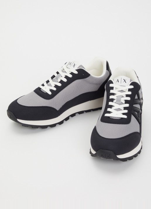 Armani Sneaker met mesh details en logo - detail middengrijs