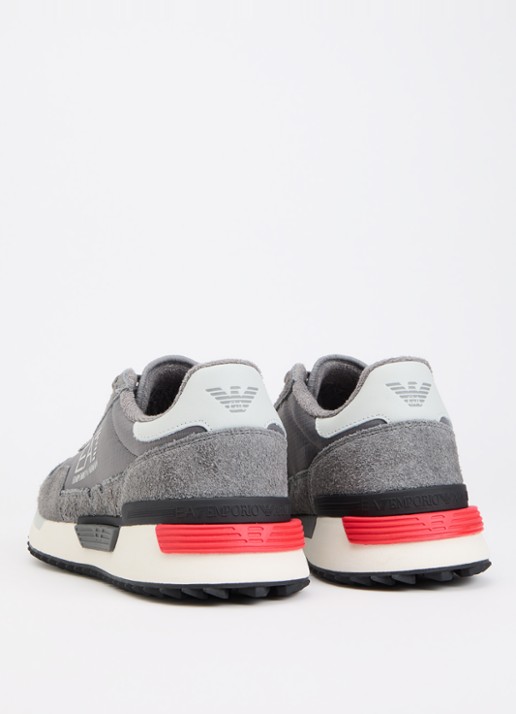 Armani Sneaker suède details en logo - achterkant 4 grijs