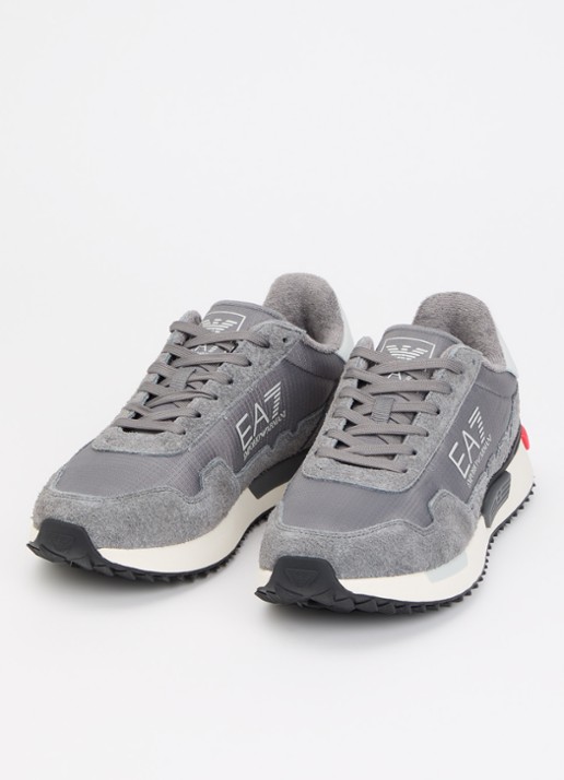 Armani Sneaker suède details en logo - detail grijs