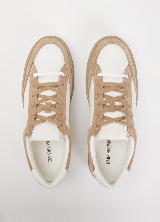 Armani Sneaker van leer met details van suède - detail 3 beige