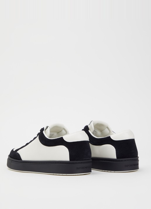 Armani Sneaker van leer met details van suède - achterkant 2 zwart