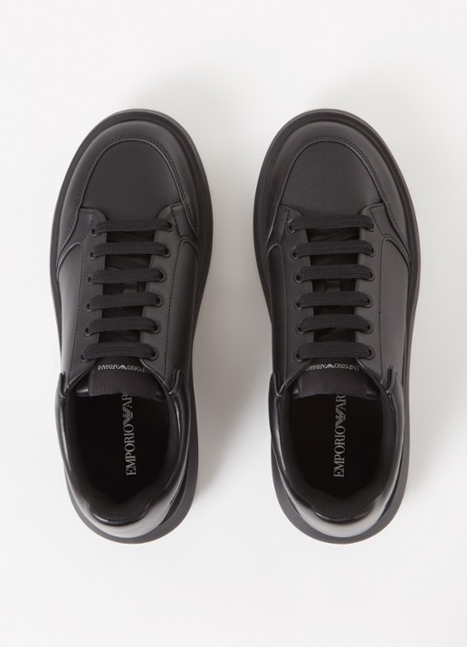 Armani Sneaker van leer met logo - detail 3 zwart