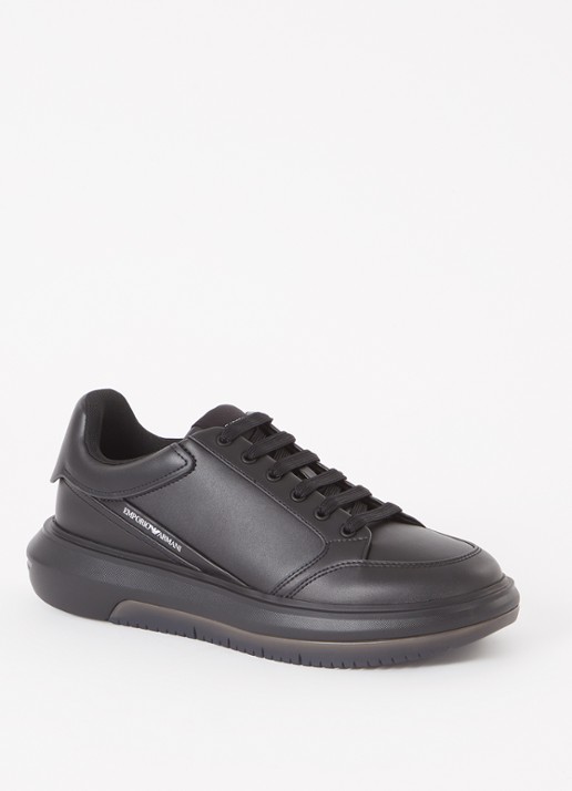 Armani Sneaker van leer met logo - voorkant 5 zwart