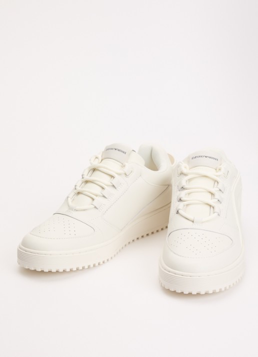 Armani Sneaker van leer met logo - detail 3 wit