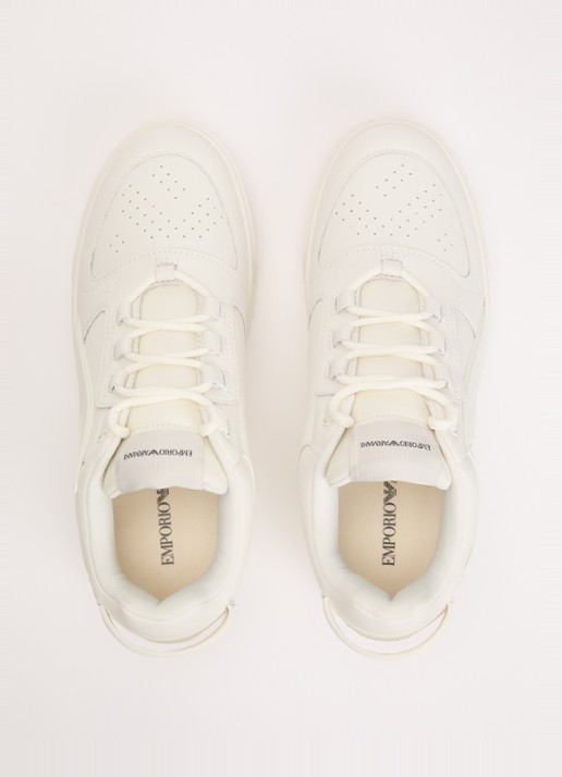 Armani Sneaker van leer met logo - detail 4 wit
