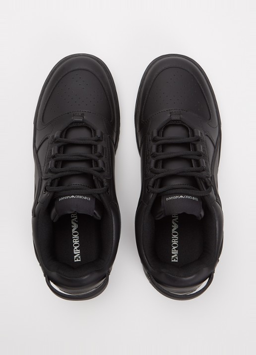 Armani Sneaker van leer met logo - detail 2 zwart