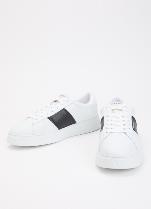 Armani Sneaker van leer met logo - detail 3 zwart