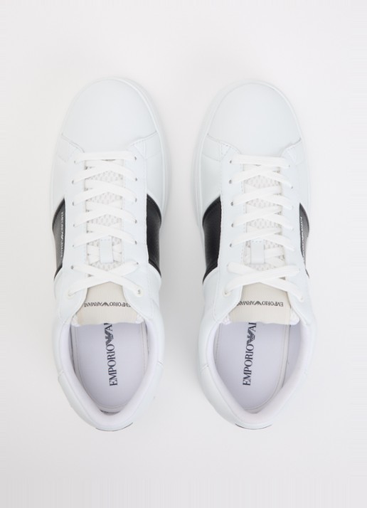 Armani Sneaker van leer met logo - detail 4 zwart
