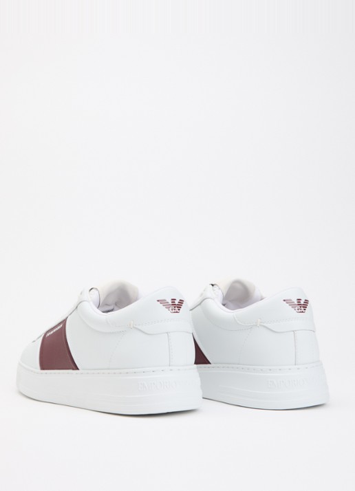 Armani Sneaker van leer met logo - achterkant bordeauxrood