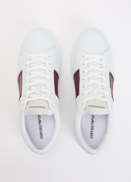 Armani Sneaker van leer met logo - detail 3 bordeauxrood