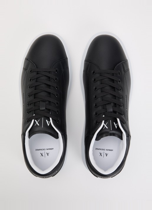 Armani Sneaker van leer met logo - detail 4 zwart