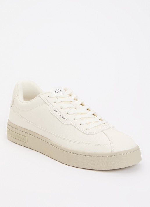 Armani Sneaker van leer met logo - voorkant creme