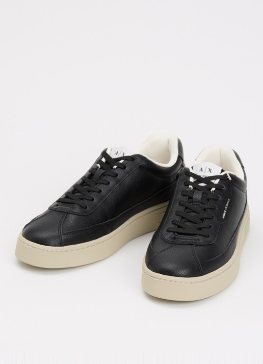 Armani Sneaker van leer met logo - detail 3 zwart