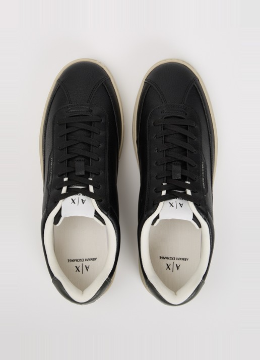 Armani Sneaker van leer met logo - detail 4 zwart