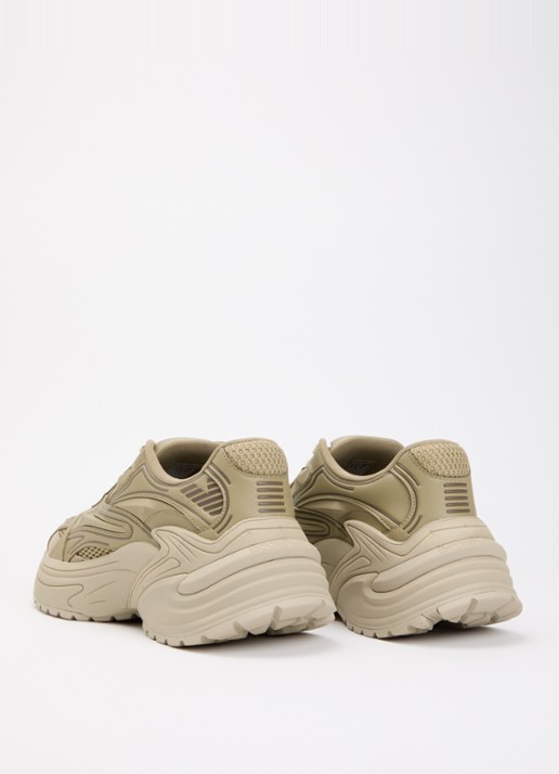Armani Sneaker van leer met mesh details  - achterkant 2 olijfgroen
