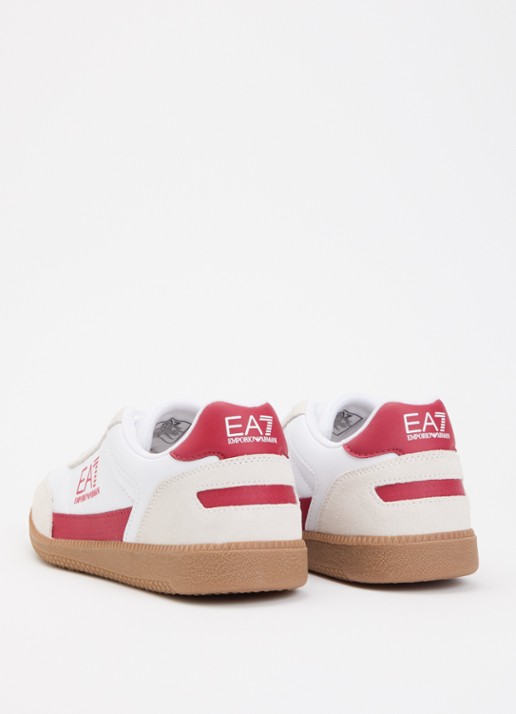 Armani Sneaker van leer met suède details en logo - achterkant 4 donkerrood