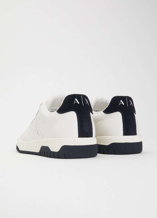 Armani Sneaker van leer met suède details - achterkant 2 gebroken wit