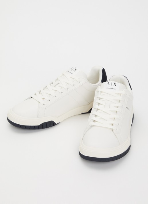 Armani Sneaker van leer met suède details - detail 3 gebroken wit