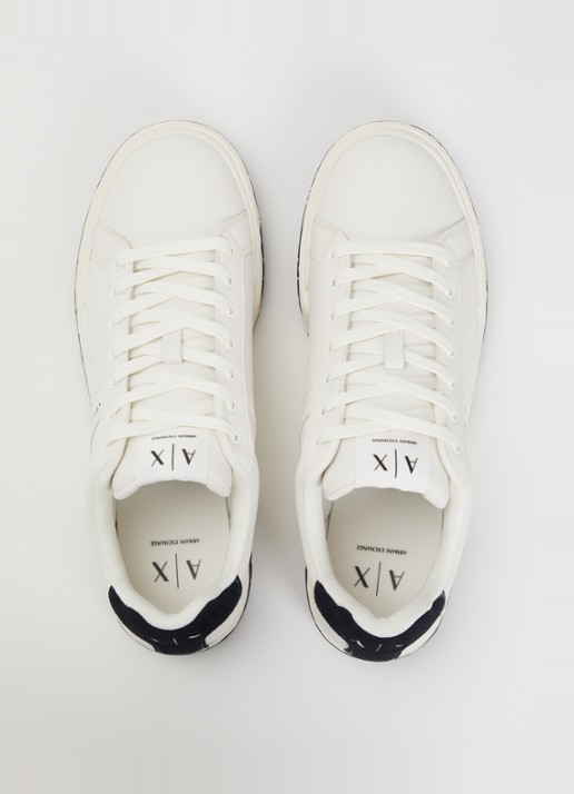 Armani Sneaker van leer met suède details - detail 4 gebroken wit