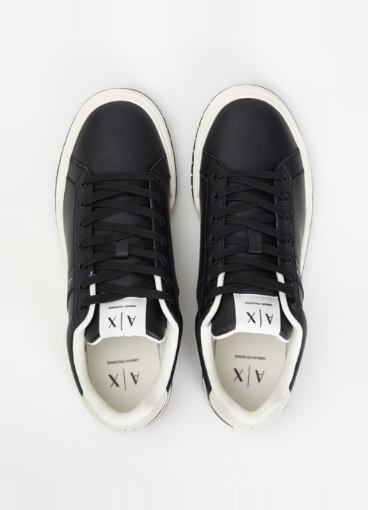 Armani Sneaker van leer met suède details - detail 4 zwart
