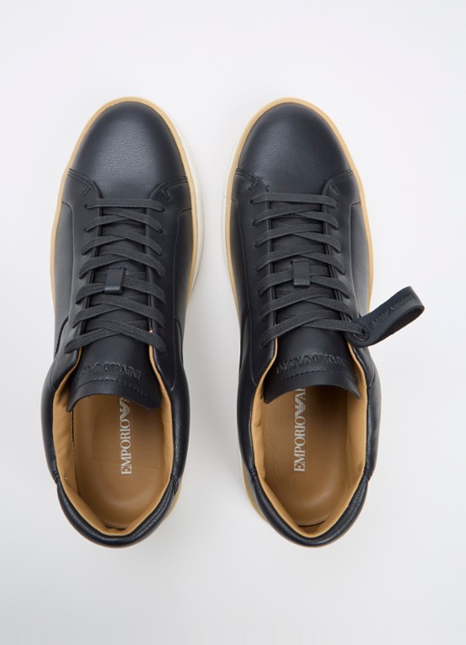 Armani Sneaker van leer - detail 4 donkerblauw