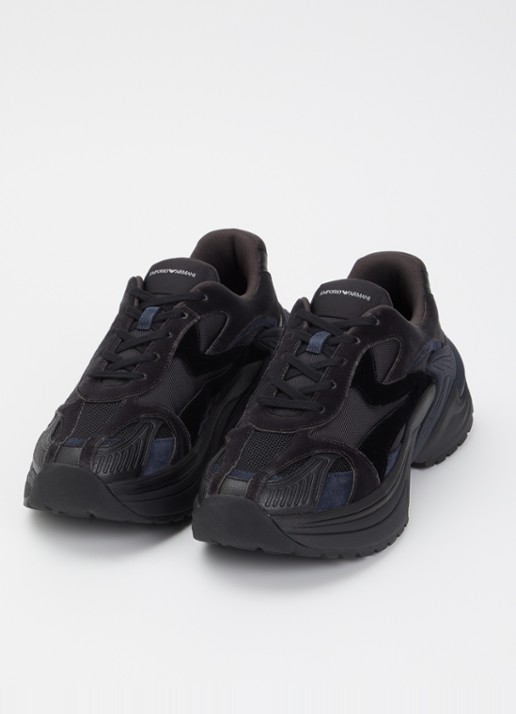 Armani Sneaker van mesh met details van suède - detail zwart