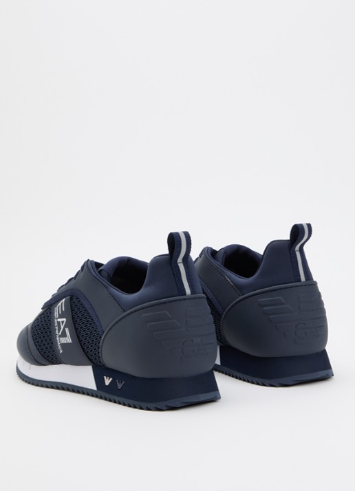 Armani Sneaker van mesh met logo - achterkant donkerblauw