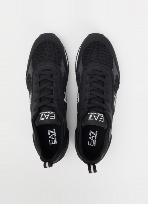 Armani Sneaker van mesh met logo - detail 4 zwart
