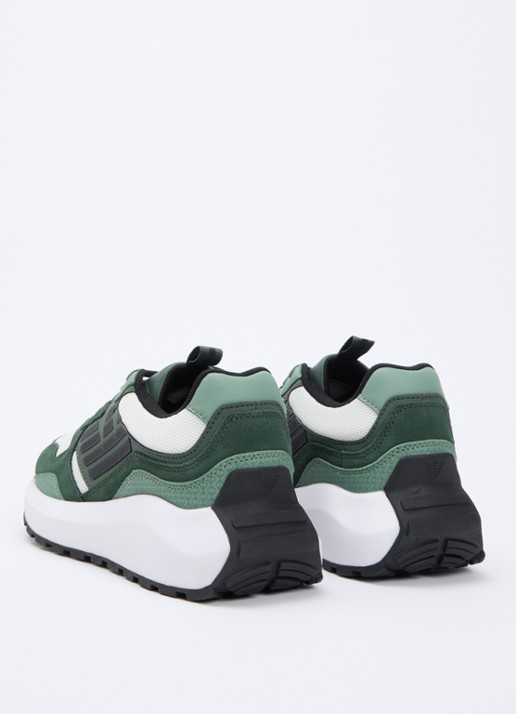 Armani Sneaker van suède met details van mesh - achterkant 2 groen