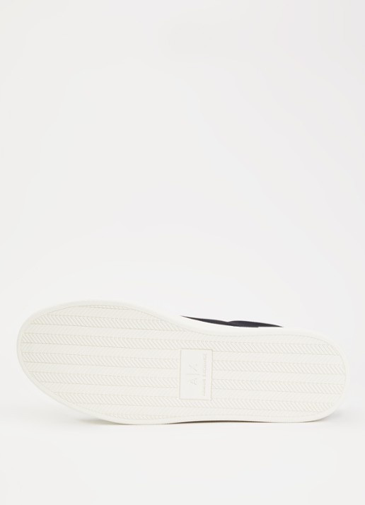 Armani Sneaker van suède met logo - detail 3 donkerblauw