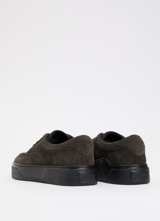 Armani Sneaker van suède  - achterkant bronsgroen